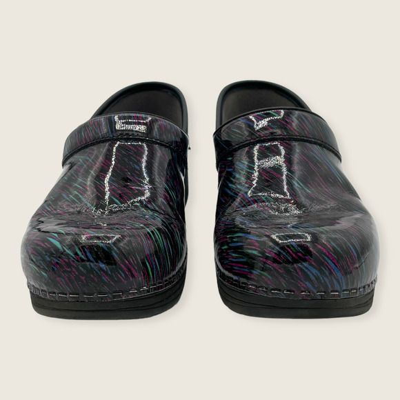 Dansko LT Pro Wavy Lines Purple Blue Black Patent Comfort Clogs 37 6.5 - 7 - Picture 2 of 9